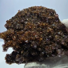 Grand spécimen de cube de fluorite fantôme double face, jaune violet, Okorusu