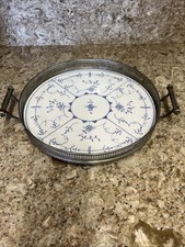 RARE Villeroy & Boch Dresden Copenhagen Blue Fluted Round Serving Tray