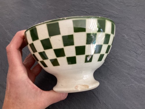 Ancien bol damiers - , verts