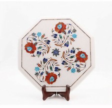 15 " Marbre Table Top Demi Précieux Pierres Floral Inlaid Handmade Décor