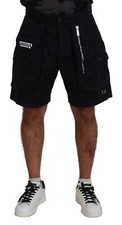 DSQUARED2 Short Noir Coton Cargo Boxer Above Genou Hommes IT48/W34/M 840usd