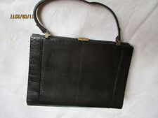beautiful old 1950-70 black lizard bag 19 cm x 25 cm