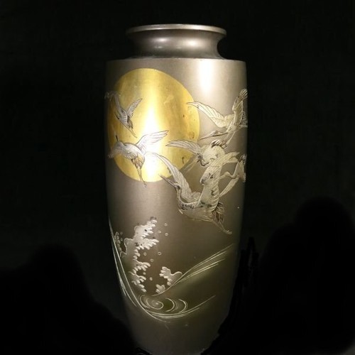 Vase cuivre pot grues - en,