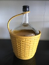 Vidal bonbonne en verre recouverte de plastique jaune 