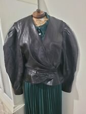 VTG Leather Jacket Pierrot Le Loup Paris 1980s Old Money M Front Wrap Rouge Y2K 