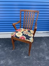 Mid-Century Modern Oak Elbow Chair w/ Floral Upholstery – Guillerme Style