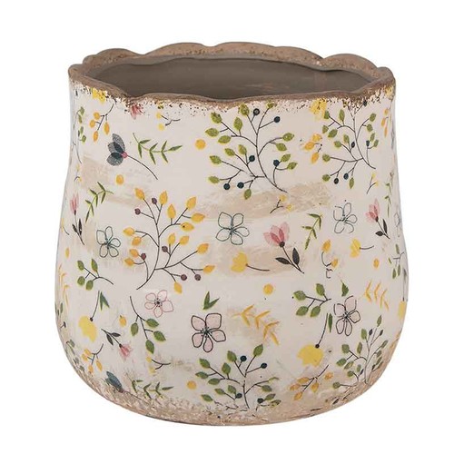 Cache pot céramique fleuri - en,