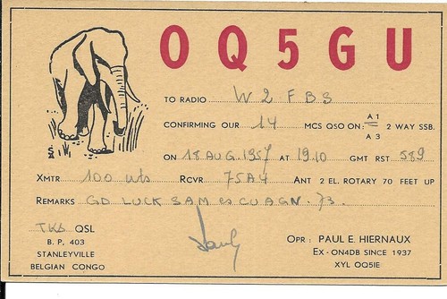 Qsl 1957 oq5gu belge - 1957,