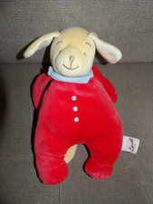 Doudou Peluche BENGY Chien Rouge et Beige Bandana Bleu