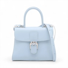 Delvaux Brillon PM Leather 2 Way Handbag Blue
