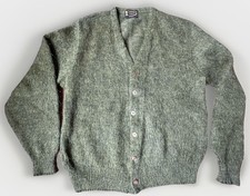 60s-70s Green Fuzzy Wool/Mohair Grunge Cobain Cardigan nirvana true vintage Sz L