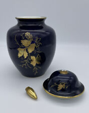 Echt Cobalt Urn Ginger Jar Vase handpainted Waldershof Bavaria Germany 22k Gold