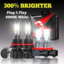 For Ford Focus 2005 2006 2007 4X High/Low Beam LED Headlight Fog Light Bulbs Kit