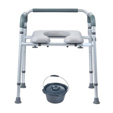 Chaise Percée Siège de Toilette Rembourré Hauteur Réglable Personne Âgée