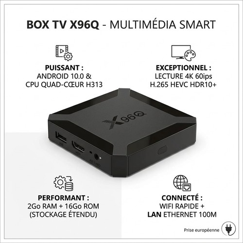 Box android x96q 4k - tv, 2go