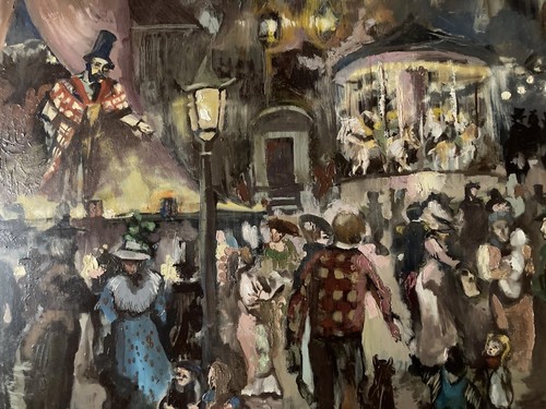Peinture huile panneau fête - peinture,
