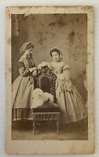 CD women in dresses with headdresses and dog albumen print by G. Rey in Marseille