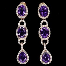 925 Argent Sterling Boucles Ovale Améthyste 9x7mm Gemmes Naturelles Bijoux