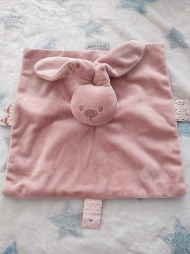 Doudou plat nattou lapin rose - plat,