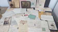 Lot of antique Victorian ephemera photos documents bills envelopes scraps