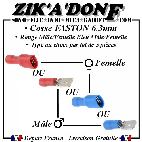 Cosse faston 3mm - faston, 6,3mm