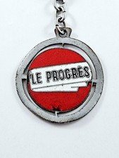 KEYCHAIN - PROGRESS - Newspaper Journal - Vintage 1960s ENAMELED METAL -