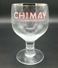 Chimay Brewery Belgium Trappist Beer Silver Rim 6" Chalice Goblet Glass Cup Logo