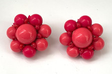 Boucle d'oreille Vintage Clips Fleur Perle plastique Très bon état 2,6cm ❤️