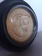 Large Religious Round Frame / Christ / Domed Glass / 19th Century