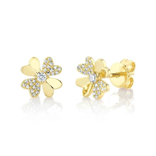 Diamant trèfle clou boucles - diamant,