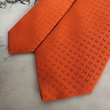 Hermes Tomette Orange Silk Tie Unused Grade Boxed Men's Accessories