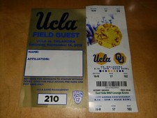 Oklahoma OU vs UCLA, 9/14/19 - Ticket Stub - Plus field pass