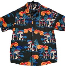 NEFF Shirt Men's XL Tripy Mushroom Smiley Face Button Up short Sleeve Shirt Top