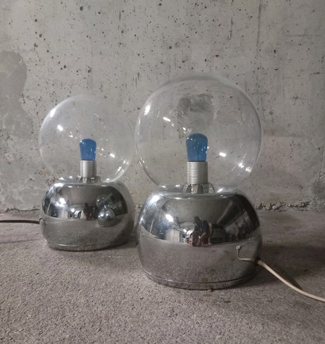 Paire lampes chrome - de,