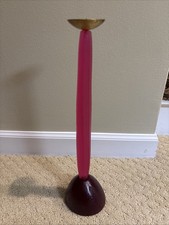 Migeon & Migeon Benazir Signed Candlestick Rose Pink Resin 14” Authentic