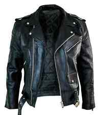 Men's Motorcycle Leather jacket Genuine Buffalo Skin Brando Style Black Biker