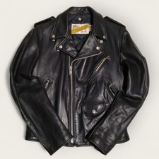 Schott 118 Double Rider Leather Jacket Black Soft Oil Cowhide Used -From Japan