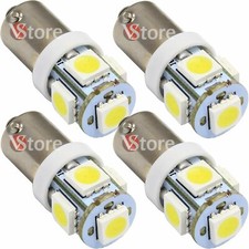 Pack 4 Units 5 LED SMD 5050 T4W 12V Car BA9S White Position Bulbs 5W