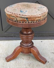 Ancien Tabouret De Piano Bois