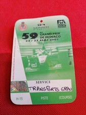 Pass badges CARD  GRAND PRIX DE MONACO 2001 automobile club de Monaco vintage 