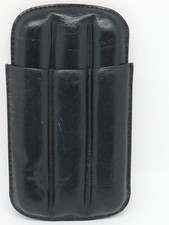 ANCIEN Étui à Cigares Noir Cuir de Bœuf MARQUE SEREVA