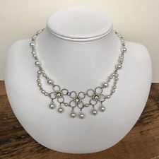 Linea Raffaelli Designer flower necklace in pearls and crystals.