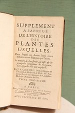 livre ancien supplément de l'histoire des plantes usuelles tome III , 1780. **