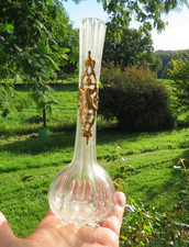 ancien vase en verre et monture laiton XIX  20.5 cm