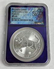 2016 Canada Cougar 1 oz Silver $5 NGC - MS69 Predator Series - TraderBea Core