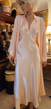 Rare Vtg Mimi Trujillo Pink Satin Sz M Gown M/L Robe Peignoir Set~Old Hollywood