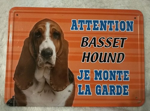 Plaque attention basset - plaque,