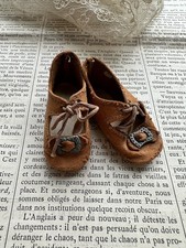 Antique Brown Buckle Doll Leather Shoes
