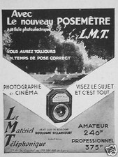 ADVERTISEMENT L.M.T. THE NEW LIGHT METER PHOTOGRAPHS AND CINEMAS