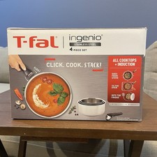 T-fal Ingenio Stainless Steel Cookware Set 4 Piece Induction Cookware, Pots Grip
